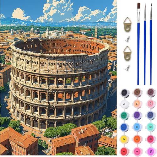 Kolosseum Malen Nach Zahlen Erwachsene, Landschaft Malen Nach Zahlen, DIY Handgemalt Ölgemälde Kit mit Pinseln Acrylfarbe, Paint by Numbers Adult Bastelset Erwachsene, Geschenke 90x120 cm R-6609 Kolosseum Malen Nach Zahlen Erwachsene, Landschaft Malen Nach Zahlen, DIY Handgemalt Ölgemälde Kit mit Pinseln Acrylfarbe, Paint by Numbers Adult Bastelset Erwachsene, Geschenke 90x120 cm R-6609 von MAYINGOU