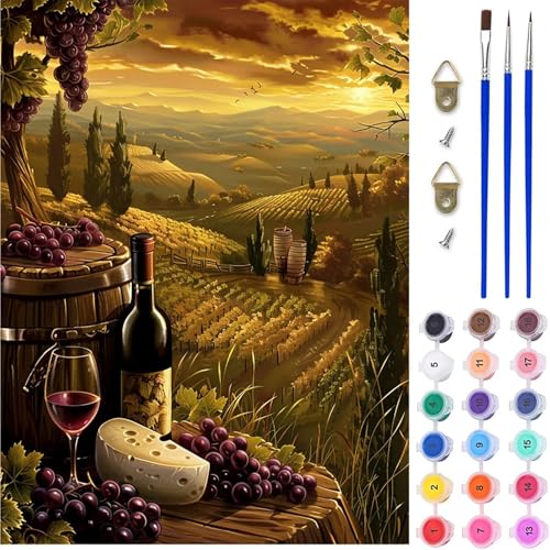 Landschaft Malen Nach Zahlen Erwachsene, Obst Malen Nach Zahlen, DIY Handgemalt Ölgemälde Kit mit Pinseln Acrylfarbe, Paint by Numbers Adult Bastelset Erwachsene, Geschenke für Frauen 70x95 cm J-9023 von MAYINGOU