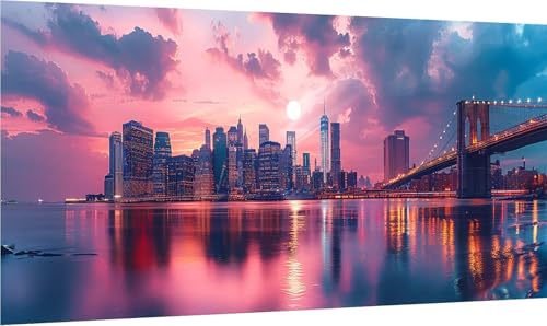 MAYINGOU Diamond Painting Erwachsene Groß XXL Brooklyn Bridge, Diamant Painting Bilder Stadt, 5D DIY Stickerei Cross Stickerei Bastelset Erwachsene, Diamant Malerei für Deko Wohnzimmer 40x80cm 2-1483 von MAYINGOU