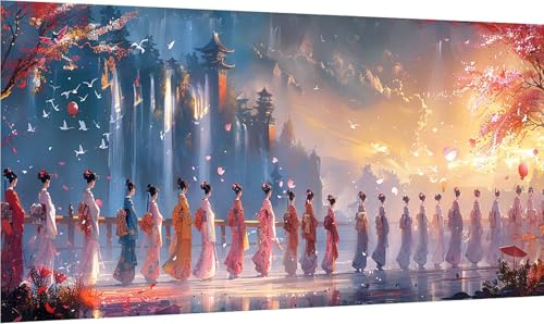 MAYINGOU Diamond Painting Erwachsene Groß XXL Japanerin, Diamant Painting Bilder Landschaft, 5D DIY Stickerei Cross Stickerei Bastelset Erwachsene, Diamant Malerei für Deko Wohnzimmer 50x100cm J-6155 von MAYINGOU