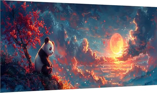MAYINGOU Diamond Painting Erwachsene Groß XXL Panda, Diamant Painting Bilder Sonnenuntergang, 5D DIY Stickerei Cross Stickerei Bastelset Erwachsene, Diamant Malerei für Deko Wohnzimmer 40x70cm F-7451 von MAYINGOU