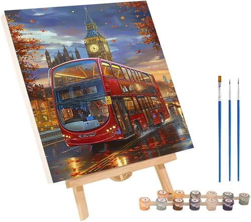 Malen Nach Zahlen Erwachsene Auto, Malen Nach Zahlen London, DIY Set Erwachsene Mit 3 Pinseln und Acrylfarbe, Paint by Numbers für Deko Wohnzimmer und Wanddeko, Geschenke für Frauen 50x65 cm 3-3994 von MAYINGOU