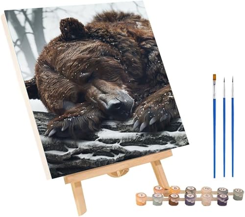 Malen Nach Zahlen Erwachsene Bär, Malen Nach Zahlen Schneeszene, DIY Handgemalt Ölgemälde Kit Mit 3 Pinseln und Acrylfarbe, Paint by Numbers Basteln Erwachsene, Deko Wohnzimmer 30x40 cm L-2077 Malen Nach Zahlen Erwachsene Bär, Malen Nach Zahlen Schneeszene, DIY Handgemalt Ölgemälde Kit Mit 3 Pinseln und Acrylfarbe, Paint by Numbers Basteln Erwachsene, Deko Wohnzimmer 30x40 cm L-2077 von MAYINGOU