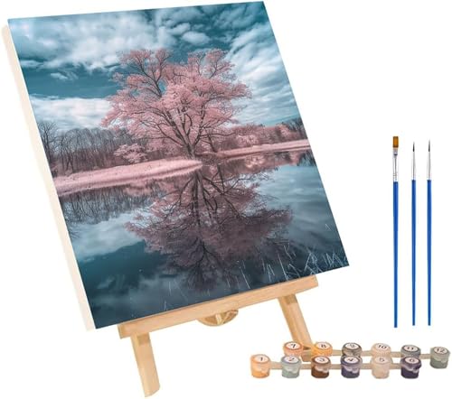 Malen Nach Zahlen Erwachsene Baum, Malen Nach Zahlen Landschaft, DIY Handgemalt Ölgemälde Kit Mit 3 Pinseln und Acrylfarbe, Paint by Numbers Basteln Erwachsene, Deko Wohnzimmer 60x70 cm 6-4919 von MAYINGOU