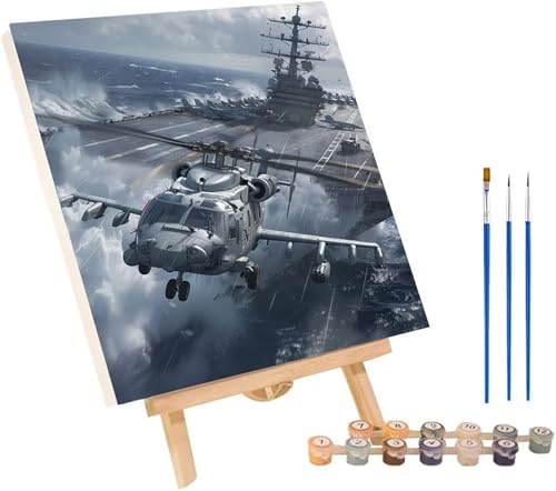 Malen Nach Zahlen Erwachsene FlugzeugträGer, Malen Nach Zahlen KäMpfer, DIY Set Erwachsene Mit 3 Pinseln und Acrylfarbe, Paint by Numbers für Deko Wohnzimmer und Wanddeko Geschenke 90x120 cm A-7796 von MAYINGOU
