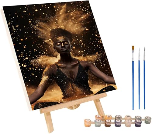 Malen Nach Zahlen Erwachsene Frau, Malen Nach Zahlen Schwarze Person, DIY Handgemalt Ölgemälde Kit Mit 3 Pinseln und Acrylfarbe, Paint by Numbers Basteln Erwachsene, Deko Wohnzimmer 90x120 cm 8-9172 von MAYINGOU