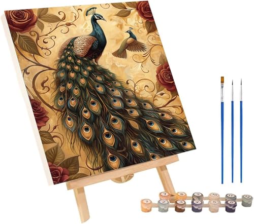 Malen Nach Zahlen Erwachsene Pfau, Malen Nach Zahlen Blume, DIY Handgemalt Ölgemälde Kit Mit 3 Pinseln und Acrylfarbe, Paint by Numbers Basteln Erwachsene, Deko Wohnzimmer Geschenke 100x135 cm R-8933 von MAYINGOU
