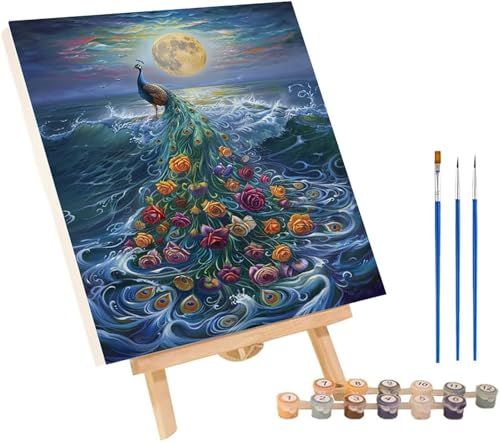 Malen Nach Zahlen Erwachsene Pfau, Malen Nach Zahlen Mond, DIY Handgemalt Ölgemälde Kit Mit 3 Pinseln und Acrylfarbe, Paint by Numbers Basteln Erwachsene, für Deko Wohnzimmer Geschenke 60x80 cm A-6644 Malen Nach Zahlen Erwachsene Pfau, Malen Nach Zahlen Mond, DIY Handgemalt Ölgemälde Kit Mit 3 Pinseln und Acrylfarbe, Paint by Numbers Basteln Erwachsene, für Deko Wohnzimmer Geschenke 60x80 cm A-6644 von MAYINGOU