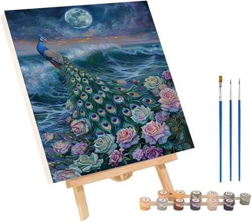 Malen Nach Zahlen Erwachsene Pfau, Malen Nach Zahlen Mond, DIY Set Erwachsene Mit 3 Pinseln und Acrylfarbe, Paint by Numbers für Deko Wohnzimmer und Wanddeko, Als Geschenke für Frauen 40x50 cm X-6591 Malen Nach Zahlen Erwachsene Pfau, Malen Nach Zahlen Mond, DIY Set Erwachsene Mit 3 Pinseln und Acrylfarbe, Paint by Numbers für Deko Wohnzimmer und Wanddeko, Als Geschenke für Frauen 40x50 cm X-6591 von MAYINGOU