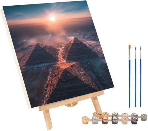 Malen Nach Zahlen Erwachsene Pyramide, Malen Nach Zahlen Sonnenuntergang, DIY Set Erwachsene Mit 3 Pinseln und Acrylfarbe, Paint by Numbers für Deko Wohnzimmer und Wanddeko Geschenke 90x120 cm 0-9922 von MAYINGOU