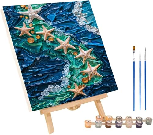 Malen Nach Zahlen Erwachsene Seestern, Malen Nach Zahlen Kunst, DIY Handgemalt Ölgemälde Kit Mit 3 Pinseln und Acrylfarbe, Paint by Numbers Basteln Erwachsene, Deko Wohnzimmer 100x130 cm 1-6130 von MAYINGOU
