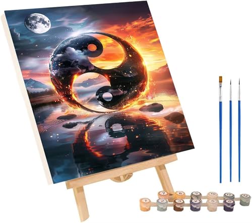 Malen Nach Zahlen Erwachsene Sonnenuntergang, Malen Nach Zahlen Landschaft, DIY Handgemalt Ölgemälde Kit Mit Pinseln und Acrylfarbe, Paint by Numbers Basteln Erwachsene, Geschenke 90x120 cm J-2442 von MAYINGOU