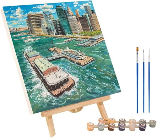 Malen Nach Zahlen Erwachsene Stadt, Malen Nach Zahlen Boot, DIY Handgemalt Ölgemälde Kit Mit 3 Pinseln und Acrylfarbe, Paint by Numbers Basteln Erwachsene, Deko Wohnzimmer Geschenke 60x80 cm 1-8413 von MAYINGOU