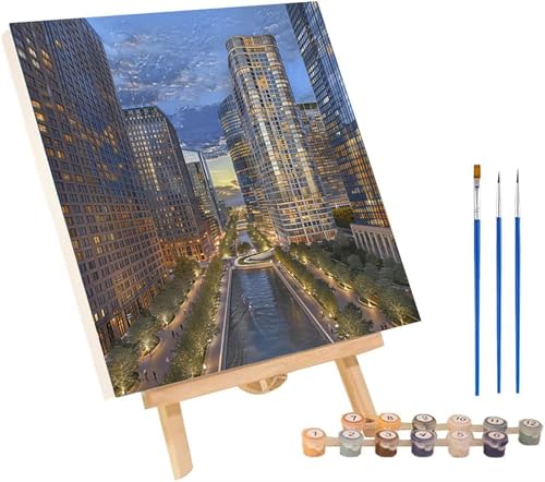 Malen Nach Zahlen Erwachsene Stadt, Malen Nach Zahlen Landschaft, DIY Set Erwachsene Mit 3 Pinseln und Acrylfarbe, Paint by Numbers für Deko Wohnzimmer Wanddeko, Geschenke für Frauen 30x40 cm 0-3828 von MAYINGOU