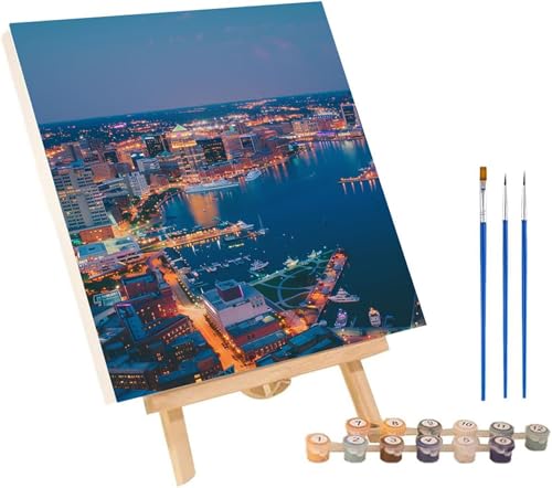 Malen Nach Zahlen Erwachsene Stadt, Malen Nach Zahlen Landschaft, DIY Set Erwachsene Mit 3 Pinseln und Acrylfarbe, Paint by Numbers für Deko Wohnzimmer Wanddeko, Geschenke für Frauen 40x50 cm A-5767 von MAYINGOU