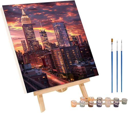 Malen Nach Zahlen Erwachsene Stadt, Malen Nach Zahlen Sonnenuntergang, DIY Set Erwachsene Mit 3 Pinseln und Acrylfarbe, Paint by Numbers für Deko Wohnzimmer und Wanddeko Geschenke 60x70 cm 3-6567 von MAYINGOU