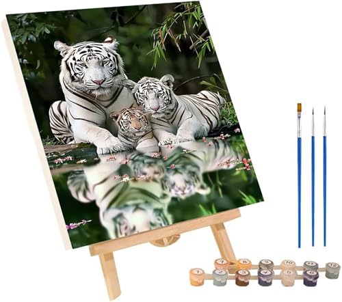 Malen Nach Zahlen Erwachsene Tiger, Malen Nach Zahlen Tier, DIY Set Erwachsene Mit 3 Pinseln und Acrylfarbe, Paint by Numbers für Deko Wohnzimmer und Wanddeko, Als Geschenke für Frauen 30x40 cm W-4414 von MAYINGOU
