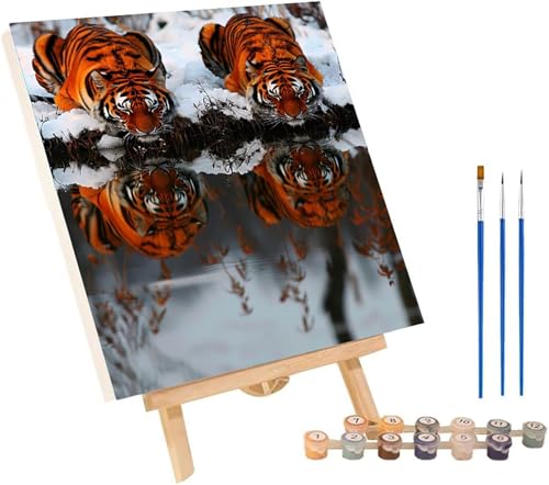 Malen Nach Zahlen Erwachsene Tiger, Malen Nach Zahlen Tier, DIY Set Erwachsene Mit 3 Pinseln und Acrylfarbe, Paint by Numbers für Deko Wohnzimmer und Wanddeko, Geschenke für Frauen 100x130 cm 2-7395 von MAYINGOU