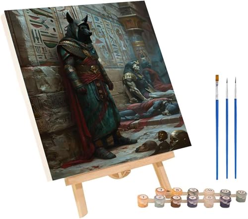 Malen Nach Zahlen Erwachsene Wolf, Malen Nach Zahlen äGypten, DIY Set Erwachsene Mit 3 Pinseln und Acrylfarbe, Paint by Numbers für Deko Wohnzimmer und Wanddeko, Geschenke für Frauen 70x95 cm X-5287 von MAYINGOU