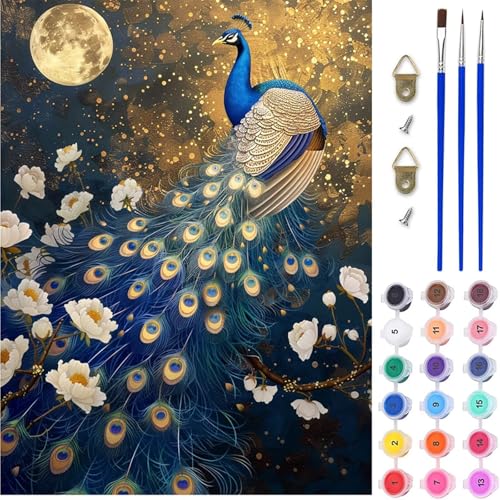 Pfau Malen Nach Zahlen Erwachsene, Blume Malen Nach Zahlen, DIY Handgemalt Ölgemälde Kit mit Pinseln Acrylfarbe, Paint by Numbers Adult Bastelset Erwachsene, Geschenke für Frauen 60x80 cm R-8039 Pfau Malen Nach Zahlen Erwachsene, Blume Malen Nach Zahlen, DIY Handgemalt Ölgemälde Kit mit Pinseln Acrylfarbe, Paint by Numbers Adult Bastelset Erwachsene, Geschenke für Frauen 60x80 cm R-8039 von MAYINGOU