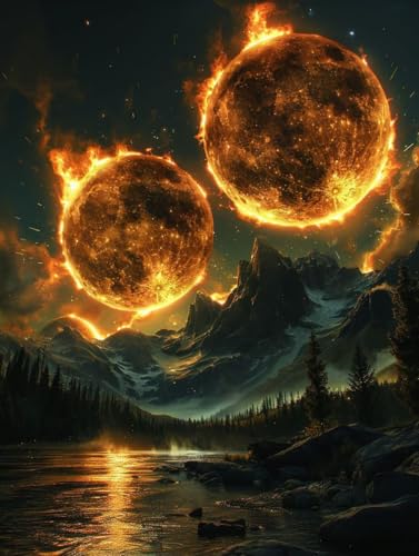 Planet Diamond Painting Set, 5D Diamond Painting Erwachsene Flamme, DIY Basteln Erwachsene, Mosaikherstellung Diamant Malerei Set, als Deko Wohnzimmer und Zimmer Deko Geschenke 80X110cm 6-1865 von MAYINGOU