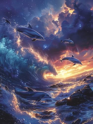 Sonnenuntergang Diamond Painting Set, 5D Diamond Painting Erwachsene Delphin, DIY Basteln Erwachsene, Mosaikherstellung Diamant Malerei Set, als Deko Wohnzimmer, Geschenke für Frauen 30x40cm E-6048 Sonnenuntergang Diamond Painting Set, 5D Diamond Painting Erwachsene Delphin, DIY Basteln Erwachsene, Mosaikherstellung Diamant Malerei Set, als Deko Wohnzimmer, Geschenke für Frauen 30x40cm E-6048 von MAYINGOU