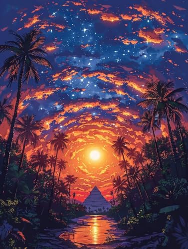 Sonnenuntergang Diamond Painting Set, 5D Diamond Painting Erwachsene Sternenhimmel, DIY Basteln Erwachsene, Mosaikherstellung Diamant Malerei Set, als Deko Wohnzimmer Geschenke 90x120cm 8-3428 von MAYINGOU