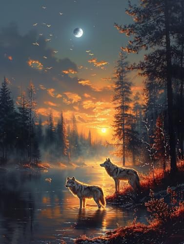Sonnenuntergang Diamond Painting Set, 5D Diamond Painting Erwachsene Tier, DIY Basteln Erwachsene, Mosaikherstellung Diamant Malerei Set, als Deko Wohnzimmer und Zimmer Deko Geschenke 100x135cm I-6377 von MAYINGOU