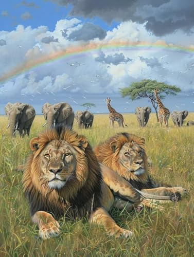 Tier Malen Nach Zahlen, Regenbogen Malen Nach Zahlen Erwachsene, DIY Handgemalt Ölgemälde Kit mit Pinseln und Acrylfarbe, Paint by Numbers Bastelset Erwachsene, Geschenke für Frauen 80x110 cm G-3636 von MAYINGOU