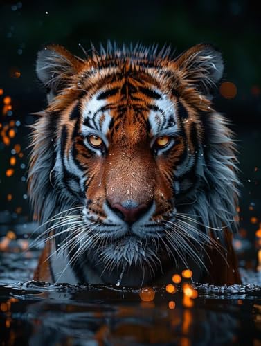 Tiger Malen Nach Zahlen, Tier Malen Nach Zahlen Erwachsene, DIY Handgemalt Ölgemälde Kit mit Pinseln und Acrylfarbe, Paint by Numbers Bastelset Erwachsene, Geschenke für Frauen 30x40 cm 4-7051 von MAYINGOU