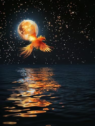 Vogel Malen Nach Zahlen, Mond Malen Nach Zahlen Erwachsene, DIY Handgemalt Ölgemälde Kit mit Pinseln und Acrylfarbe, Paint by Numbers Bastelset Erwachsene, Geschenke für Frauen 50x65 cm 6-7631 von MAYINGOU