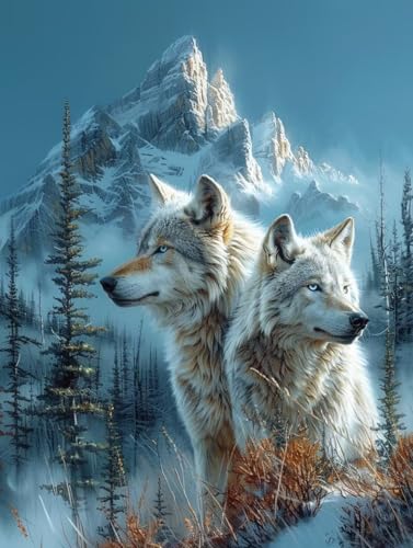 Wolf Diamond Painting Set, 5D Diamond Painting Erwachsene Berg, DIY Basteln Erwachsene, Mosaikherstellung Diamant Malerei Set, als Deko Wohnzimmer und Zimmer Deko, Geschenke für Frauen 100x130cm R-875 von MAYINGOU