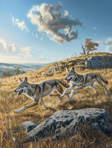 Wolf Diamond Painting Set, 5D Diamond Painting Erwachsene Landschaft, DIY Basteln Erwachsene, Mosaikherstellung Diamant Malerei Set, als Deko Wohnzimmer und Zimmer Deko Geschenke 30x40cm 1-1950 von MAYINGOU