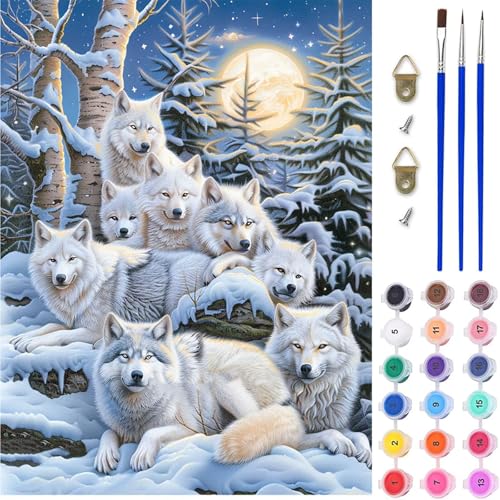 Wolf Malen Nach Zahlen, Schneeszene Malen Nach Zahlen Erwachsene, DIY Handgemalt Ölgemälde Kit mit Pinseln und Acrylfarbe, Paint by Numbers Bastelset Erwachsene, Geschenke für Frauen 70x95 cm 5-4866 Wolf Malen Nach Zahlen, Schneeszene Malen Nach Zahlen Erwachsene, DIY Handgemalt Ölgemälde Kit mit Pinseln und Acrylfarbe, Paint by Numbers Bastelset Erwachsene, Geschenke für Frauen 70x95 cm 5-4866 von MAYINGOU