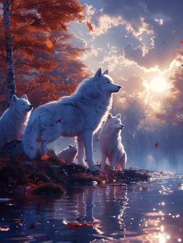 Wolf Malen Nach Zahlen Erwachsene, Tier Malen Nach Zahlen, DIY Handgemalt Ölgemälde Kit mit Pinseln Acrylfarbe, Paint by Numbers Adult Bastelset Erwachsene, Geschenke für Frauen 80x110 cm 0-9691 von MAYINGOU