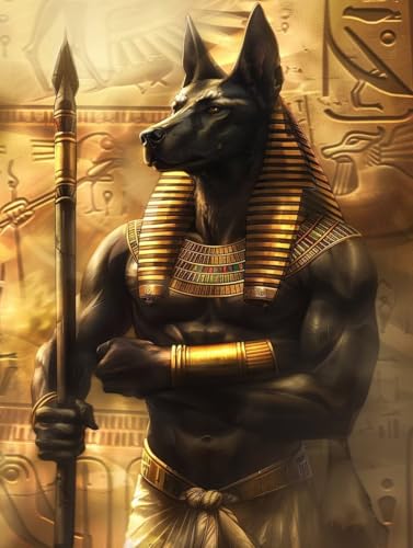 äGypten Malen Nach Zahlen Erwachsene, Anubis Malen Nach Zahlen, DIY Handgemalt Ölgemälde Kit mit Pinseln Acrylfarbe, Paint by Numbers Adult Bastelset Erwachsene, Geschenke für Frauen 60x80 cm Q-3418 von MAYINGOU
