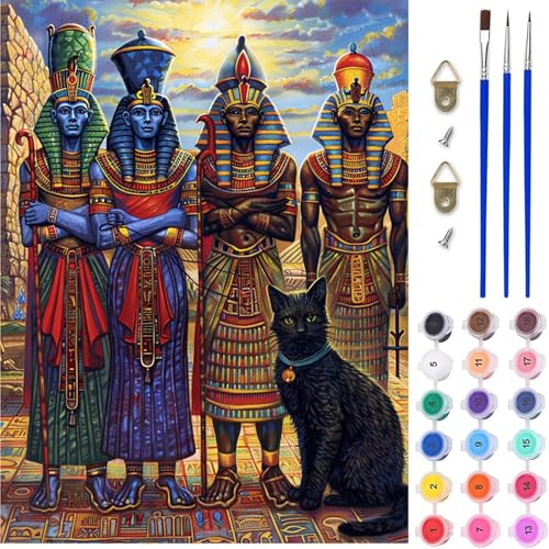 äGypten Malen Nach Zahlen Erwachsene, Katze Malen Nach Zahlen, DIY Handgemalt Ölgemälde Kit mit Pinseln Acrylfarbe, Paint by Numbers Adult Bastelset Erwachsene, Geschenke für Frauen 60x70 cm 4-4527 von MAYINGOU