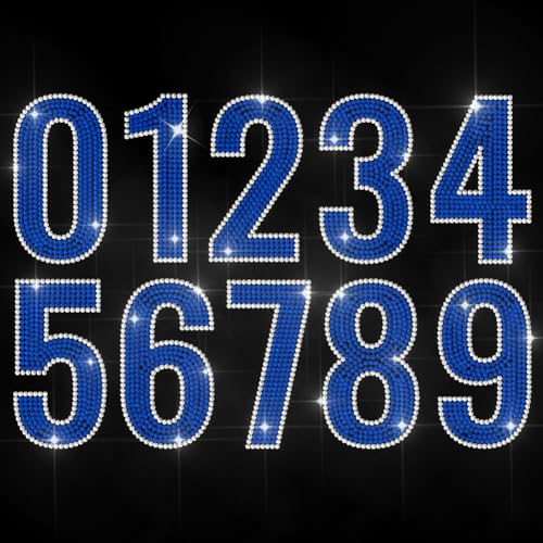 MAYJOYDIY 0~9 Nummer Zum Aufbügeln Strass Aufkleber Jersey NO. Hotfix Transferaufkleber Kristall Zahlenserie Wärmeübertragungspatch Für T Shirts Hüte Jacken Kleidersäcke DIY Dekoration von MAYJOYDIY