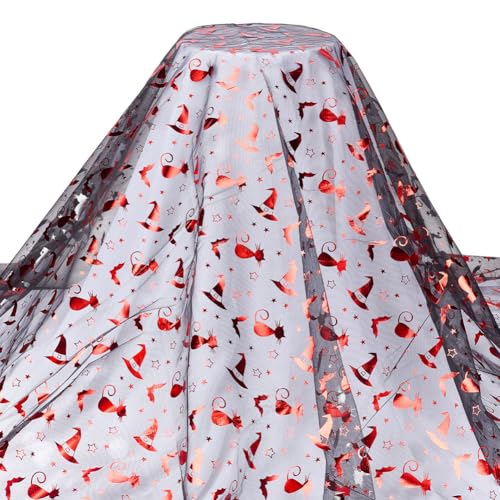 MAYJOYDIY 1.8m Schwarzer Tüllstoff Mit Leuchtend Roter Katze 165cm Breites Stern Fledermaus Muster Heißprägungsnetzstoff Halloween Hexenhut Spitzenstoff Für Party Cosplay DIY Handgefertigte Kleidung MAYJOYDIY 1.8m Schwarzer Tüllstoff Mit Leuchtend Roter Katze 165cm Breites Stern Fledermaus Muster Heißprägungsnetzstoff Halloween Hexenhut Spitzenstoff Für Party Cosplay DIY Handgefertigte Kleidung von MAYJOYDIY