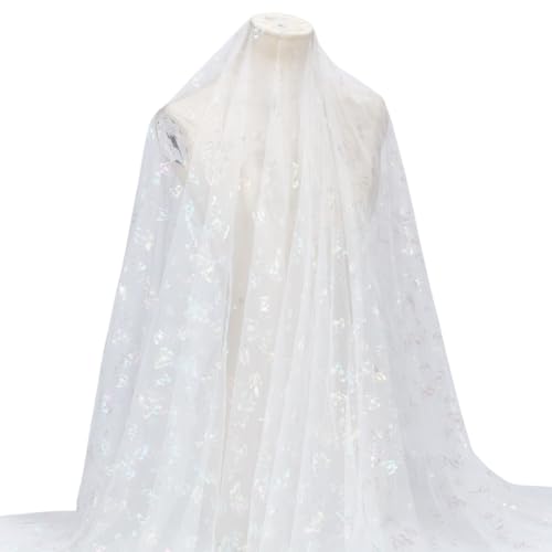 MAYJOYDIY 1.8m Weißer Tüll Spitzenstoff Mit Schmetterlingsstickerei 1.6m Netzstoff Mit Schmetterlingsdruck Glänzender Glitzer Tüllstoff Für Tutu Rock Kleid Schleier Vorhang Geschenkverpackung MAYJOYDIY 1.8m Weißer Tüll Spitzenstoff Mit Schmetterlingsstickerei 1.6m Netzstoff Mit Schmetterlingsdruck Glänzender Glitzer Tüllstoff Für Tutu Rock Kleid Schleier Vorhang Geschenkverpackung von MAYJOYDIY