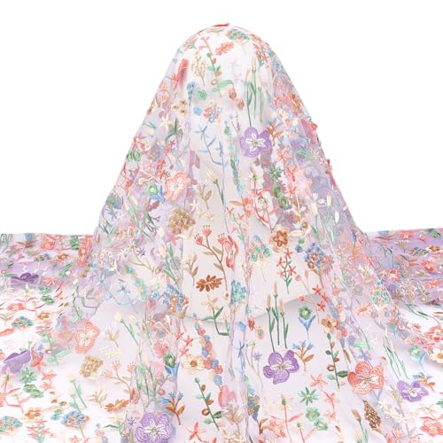MAYJOYDIY 1.8m×160cm Bunter Spitzenstoff Mit Blumenstickerei Netzstoff Mit Blumenstickerei Französischer Spitzenbesatz Für Hochzeitsfeiern Kleider Vorhänge Heimdekoration MAYJOYDIY 1.8m×160cm Bunter Spitzenstoff Mit Blumenstickerei Netzstoff Mit Blumenstickerei Französischer Spitzenbesatz Für Hochzeitsfeiern Kleider Vorhänge Heimdekoration von MAYJOYDIY