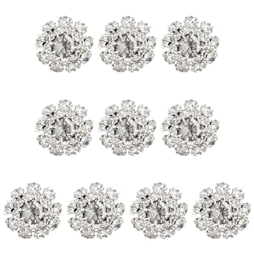MAYJOYDIY 10 Stück Blumen Strass Knöpfe Silber 21mm 1 Loch Kristallknopf Strassverzierungen Blumen Ösenknöpfe Für DIY Schmuck Zum Aufnähen von Kleidungsknöpfen Kleideraccessoires von MAYJOYDIY