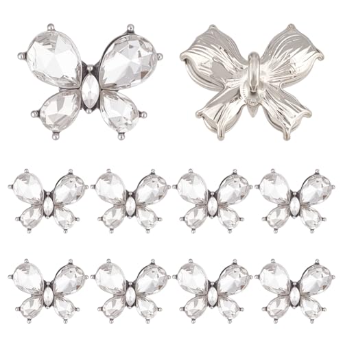 MAYJOYDIY 10 Stück Schleifenknöpfe aus glänzender Legierung mit Strasssteinen, 1 Loch, Schmetterling, Kristall, silberfarben, zum Nähen, Kleidung, DIY, Schmuck, Hochzeitszubehör, Blumenstrauß MAYJOYDIY 10 Stück Schleifenknöpfe aus glänzender Legierung mit Strasssteinen, 1 Loch, Schmetterling, Kristall, silberfarben, zum Nähen, Kleidung, DIY, Schmuck, Hochzeitszubehör, Blumenstrauß von MAYJOYDIY