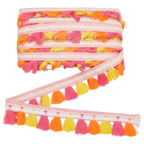 MAYJOYDIY 10 m Rosa Quastenfransenbesatz 32mm Polyester Quasten Spitzenband Im Ethno Stil Gemischte Farben Nähfransenbesatz Für Näh Und Bastelprojekte Kissen Heimdekoration MAYJOYDIY 10 m Rosa Quastenfransenbesatz 32mm Polyester Quasten Spitzenband Im Ethno Stil Gemischte Farben Nähfransenbesatz Für Näh Und Bastelprojekte Kissen Heimdekoration von MAYJOYDIY