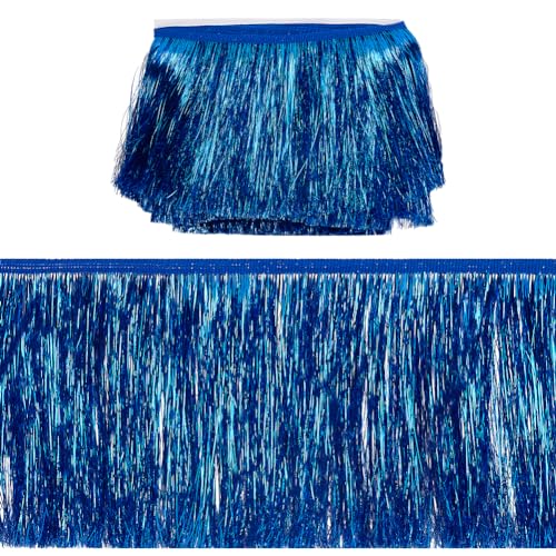 MAYJOYDIY 10 m × 15 cm Mittelblau Breit Metallisch Fransenbesatz Lamettafransen Lamettabesatz Glänzender Folieneffekt Für Lateinamerikanische Tanzkleider Kostüme Kleidungszubehör MAYJOYDIY 10 m × 15 cm Mittelblau Breit Metallisch Fransenbesatz Lamettafransen Lamettabesatz Glänzender Folieneffekt Für Lateinamerikanische Tanzkleider Kostüme Kleidungszubehör von MAYJOYDIY