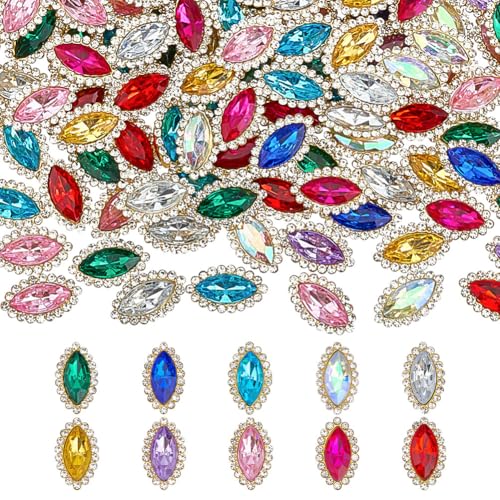 MAYJOYDIY 100 Stück 10 Farben zum Aufnähen auf Pferdeaugen, Strasssteine, 2,3 x 1,2 cm, Acrylglas, Kristall, facettierte Edelsteine mit goldener Eisenbasis, Nähen für Kleidung, Kleider, Schuhe, DIY MAYJOYDIY 100 Stück 10 Farben zum Aufnähen auf Pferdeaugen, Strasssteine, 2,3 x 1,2 cm, Acrylglas, Kristall, facettierte Edelsteine mit goldener Eisenbasis, Nähen für Kleidung, Kleider, Schuhe, DIY von MAYJOYDIY