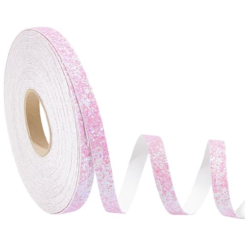 MAYJOYDIY 10m Rosa Glitzerband 9mm Pailletten Funkelndes Perlglanzband Ballonschnur Glänzend Für Geschenkverpackungen Geburtstagsfeiern Festivals Kunsthandwerk Dekor Floristen Blumendekoration von MAYJOYDIY