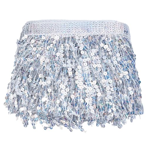 MAYJOYDIY 10m Silberne Pailletten Fransenbesatz 17cm Funkelnde Fransenquastenbesatz Paillettenquasten Nähdekoration Für Lateinamerikanische Kleider Bühnenkostüme Nähen Basteln Party Dekoration MAYJOYDIY 10m Silberne Pailletten Fransenbesatz 17cm Funkelnde Fransenquastenbesatz Paillettenquasten Nähdekoration Für Lateinamerikanische Kleider Bühnenkostüme Nähen Basteln Party Dekoration von MAYJOYDIY