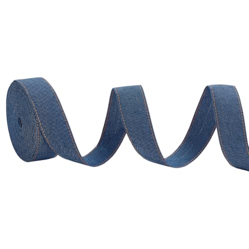 MAYJOYDIY 10m Stich Denim Band 40mm Marine Blue Jeans Tuch Stoff Band Layering Tuch Stoff Bögen Band zum Nähen Haarclip Kleidungsstück Dekoration DIY Handwerk Geschenkverpackung von MAYJOYDIY