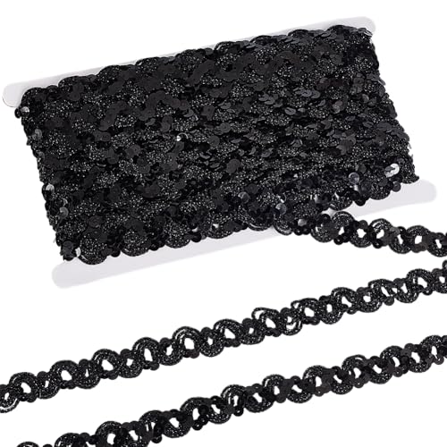 MAYJOYDIY 11m Schwarze S Wellen Paillettenborte 18mm Glitzernde Paillettenborte Randborte Glänzende Nähspitze Kordel Paillettenband Zum Basteln von Kleidern Verschönern von Kostümzubehör MAYJOYDIY 11m Schwarze S Wellen Paillettenborte 18mm Glitzernde Paillettenborte Randborte Glänzende Nähspitze Kordel Paillettenband Zum Basteln von Kleidern Verschönern von Kostümzubehör von MAYJOYDIY